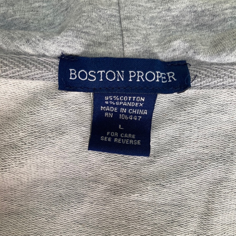 Boston Proper Grey Knit Ruffle Zip Jacket - Picture 3 of 5